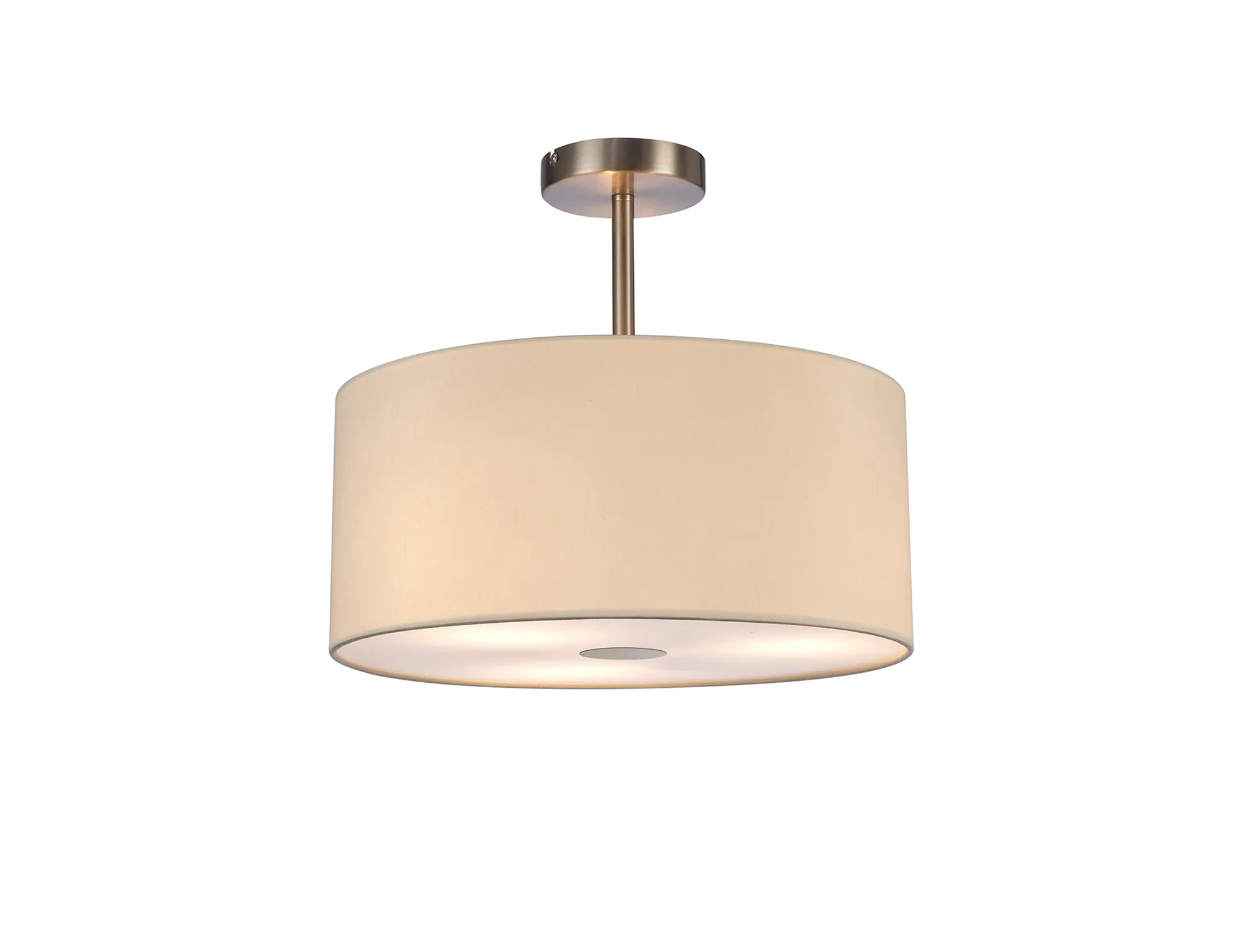 Baymont 40cm Semi Flush 3 Light Satin Nickel, Ivory Pearl, Frosted Diffuser